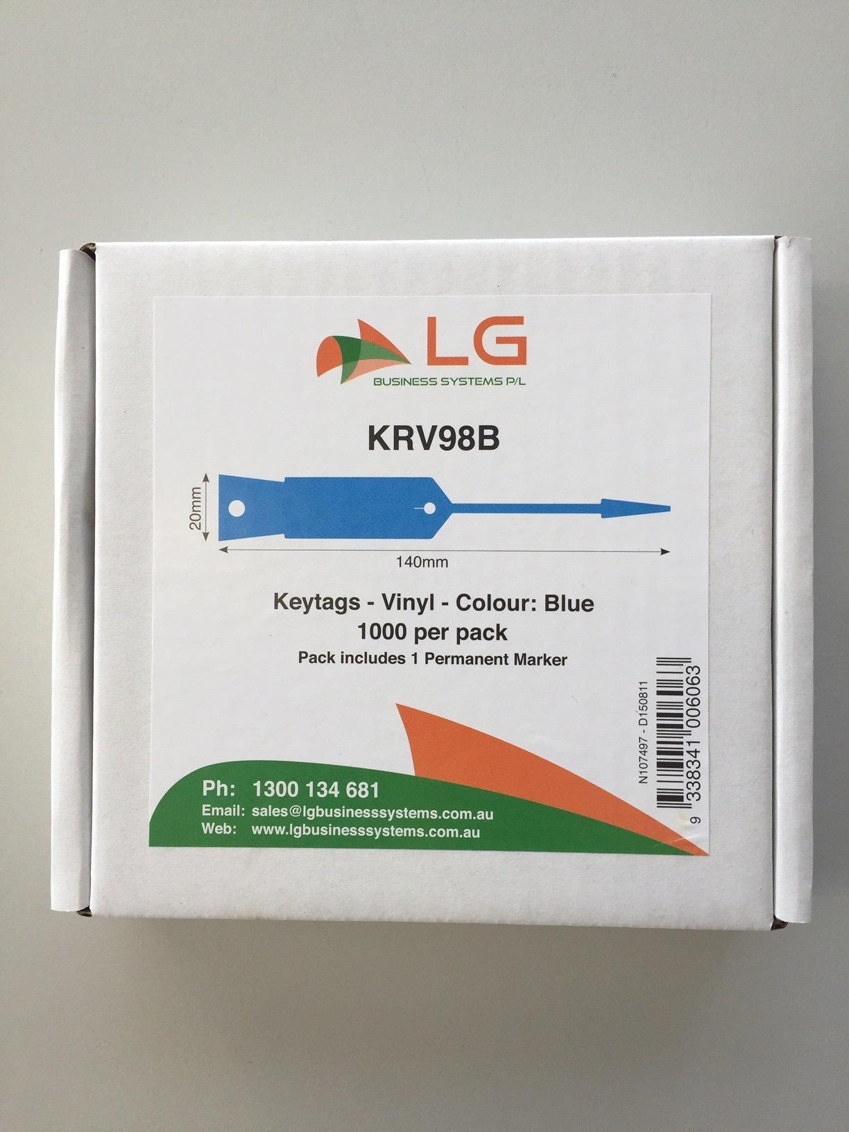KRV98B - BLUE vinyl key tags - pack of 1000 tags