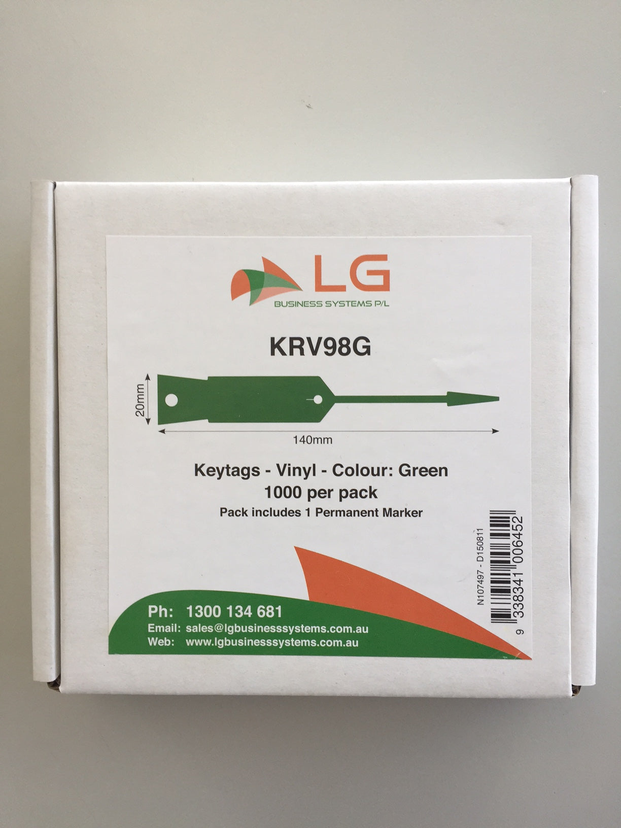 KRV98G - GREEN vinyl key tags - pack of 1000 tags