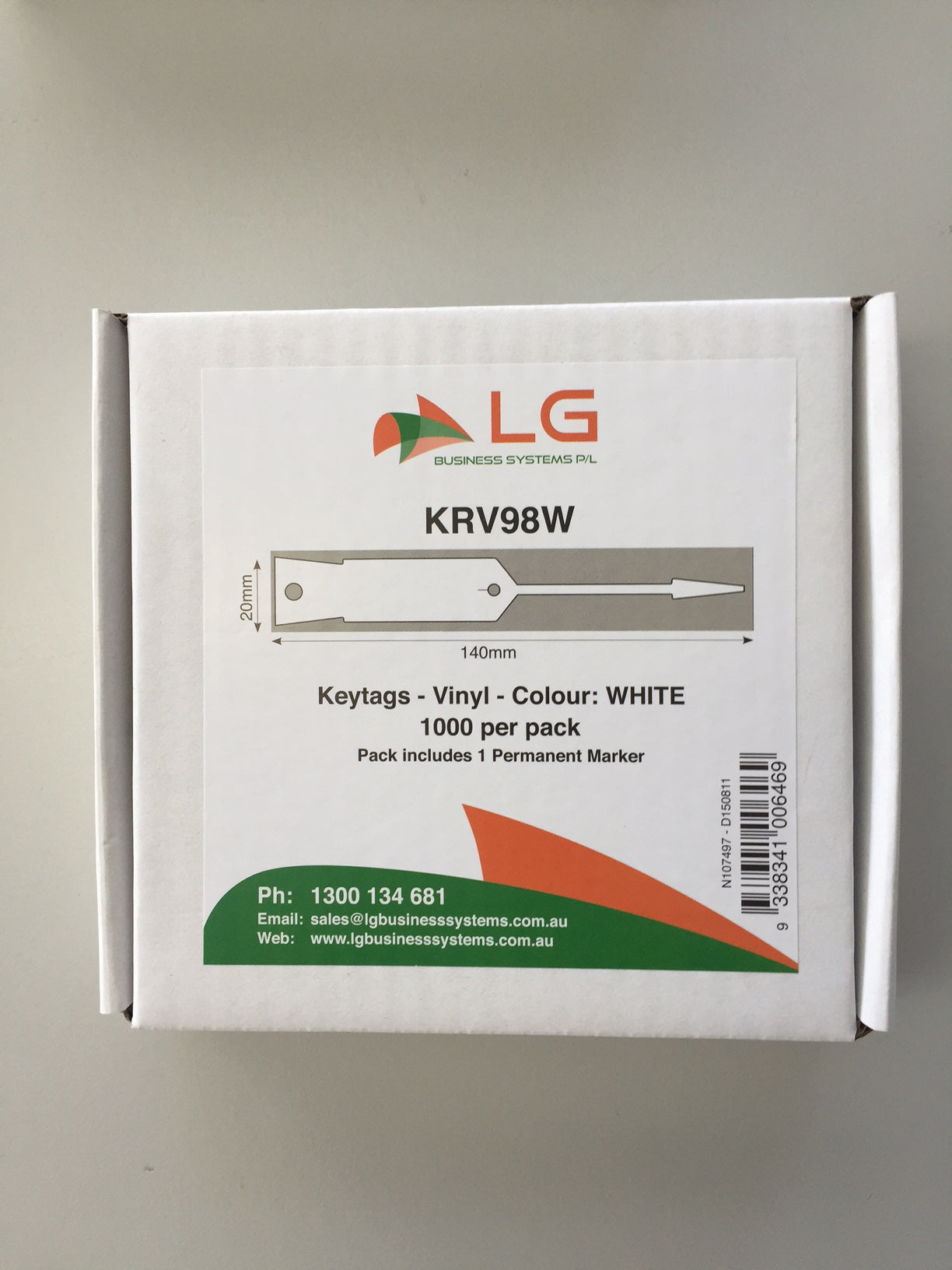 KRV98W - WHITE vinyl key tags - pack of 1000 tags