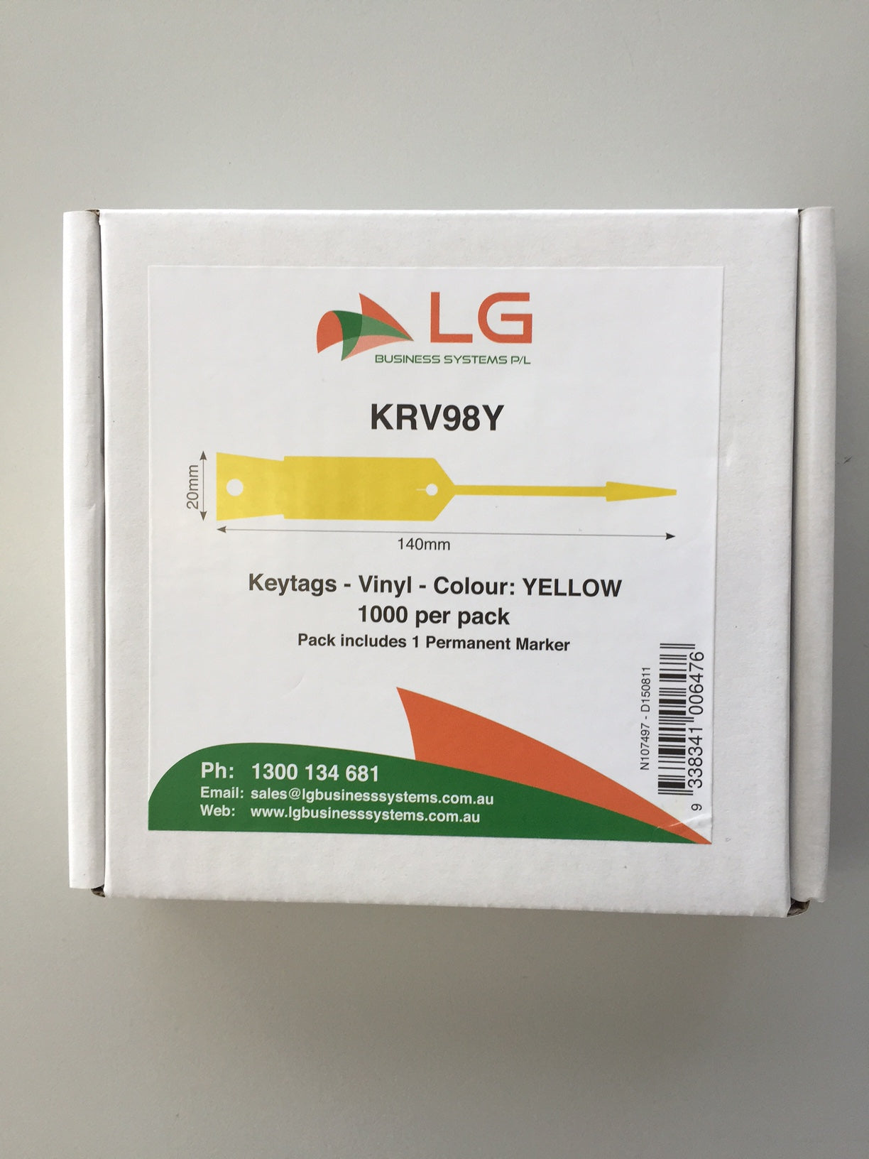 KRV98Y - YELLOW vinyl key tags - pack of 1000 tags